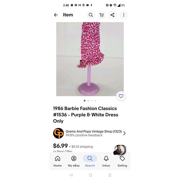 Vintage 1988 Barbie Feeling Pretty Fashions Pink Leaf Print Dress Mattel #1526 - Picture 9 of 9